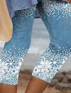 Discount Women's Leggings Capri Pants 3D Print High Elasticity Vintage Fashion Casual Calf-Length High Waist Floral Graphic Geometic Printing Breathable Soft Stretchy Outdoor Daily Women Leggings