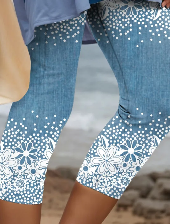 Discount Women's Leggings Capri Pants 3D Print High Elasticity Vintage Fashion Casual Calf-Length High Waist Floral Graphic Geometic Printing Breathable Soft Stretchy Outdoor Daily Women Leggings