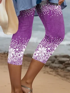 Discount Women's Leggings Capri Pants 3D Print High Elasticity Vintage Fashion Casual Calf-Length High Waist Floral Graphic Geometic Printing Breathable Soft Stretchy Outdoor Daily Women Leggings