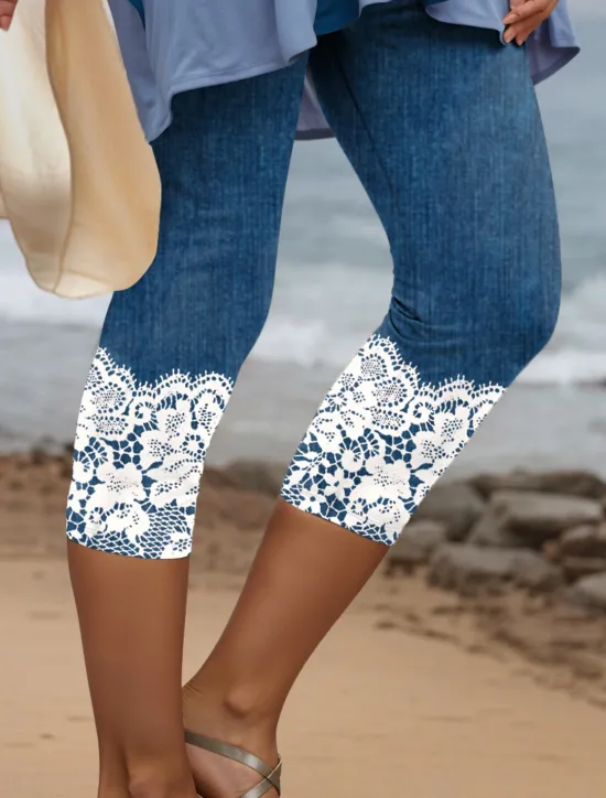 Discount Women's Leggings Capri Pants 3D Print High Elasticity Vintage Fashion Casual Calf-Length High Waist Floral Graphic Geometic Printing Breathable Soft Stretchy Outdoor Daily Women Leggings