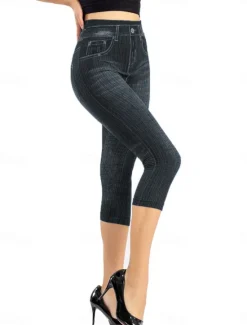 Outlet Women's Leggings Capri Pants 3D Print Vacation Vintage Ethnic Style Calf-Length High Waist Graphic High Cut Comfort Breathable Quick Dry Stretchy Outdoor Street Daily Black Red Blue Gray Summer Women Leggings