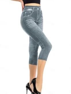 Outlet Women's Leggings Capri Pants 3D Print Vacation Vintage Ethnic Style Calf-Length High Waist Graphic High Cut Comfort Breathable Quick Dry Stretchy Outdoor Street Daily Black Red Blue Gray Summer Women Leggings