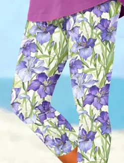 New Women's Leggings Capri Pants High Elasticity Vacation Vintage Fashion Calf-Length High Waist Floral Graphic Printing Breathable Soft Stretchy Vacation Casual Daily Summer Spring Regular Fit Women Leggings