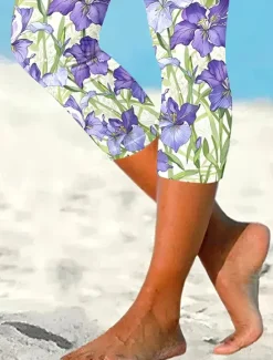 New Women's Leggings Capri Pants High Elasticity Vacation Vintage Fashion Calf-Length High Waist Floral Graphic Printing Breathable Soft Stretchy Vacation Casual Daily Summer Spring Regular Fit Women Leggings