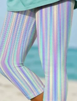 New Women's Leggings Capri Pants High Elasticity Fashion Streetwear Full Length High Waist Plaid Thermal Warm Breathable Soft Outdoor Daily Summer Spring Regular Fit Women Leggings