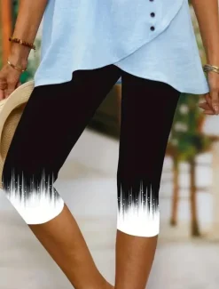 Online Women's Leggings Capri Pants High Elasticity Fashion Streetwear Full Length High Waist Floral Printing Thermal Warm Breathable Soft Outdoor Daily Fall Winter Regular Fit Women Leggings