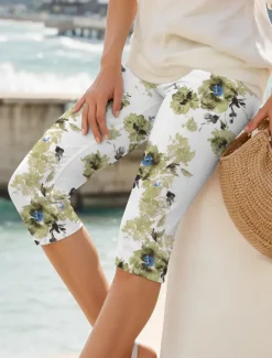 Hot Women's Leggings Capri Pants High Elasticity Vacation Vintage Fashion Full Length High Waist Floral Graphic Printing Thermal Warm Breathable Soft Stretchy Outdoor Daily Women Leggings
