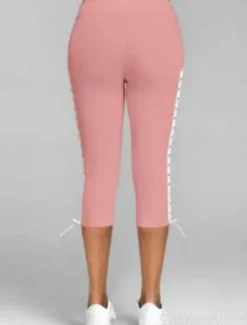 Outlet Women's Leggings Capri Pants Sweatpants Crop Active Athletic Knee Length High Waist Plain Patchwork Comfy Soft Comfortable Micro-elastic Outdoor Yoga Athletic Black White Sky Blue Summer Slim Fit Women Pants|Leggings