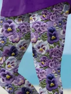 Best Women's Leggings Capri Pants High Elasticity Vacation Fashion Hawaiian Ankle-Length Mid Waist Floral Printing Thermal Warm Breathable Soft Vacation Casual Daily Summer Spring Regular Fit Women Leggings