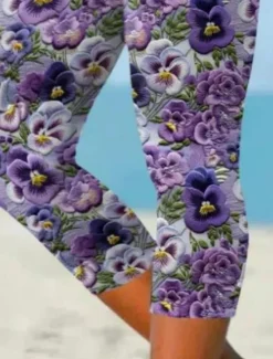 Best Women's Leggings Capri Pants High Elasticity Vacation Fashion Hawaiian Ankle-Length Mid Waist Floral Printing Thermal Warm Breathable Soft Vacation Casual Daily Summer Spring Regular Fit Women Leggings