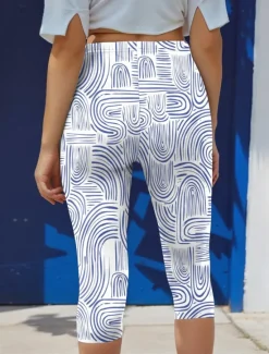 Hot Women's Leggings Capri Pants High Elasticity Vacation Vintage Fashion Calf-Length High Waist Floral Graphic Geometic Printing Thermal Warm Breathable Soft Outdoor Daily Pink Blue Purple Summer Women Leggings