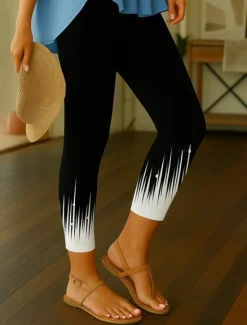 Hot Women's Leggings Elegant Active Vacation Ankle-Length High Waist Graphic Gradient 3D Print Quick Dry Breathability Soft Stretchy Outdoor Home Causal White Pink Orange Fall Slim Fit Women Leggings|Women's Sweatpants & Joggers