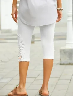 Online Women's Leggings Fashion Calf-Length Plain Lace Tummy Control Butt Lift Comfort Stretchy Casual Weekend Slim Women Leggings