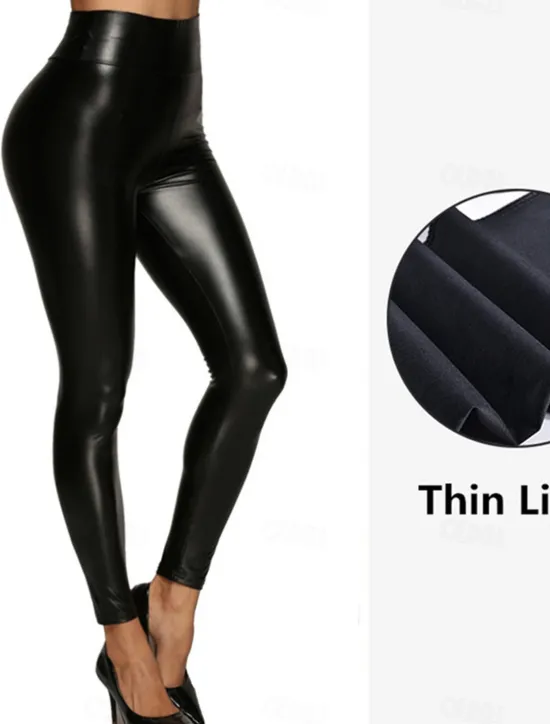 Online Women's Leggings Fashion Streetwear Sexy Ankle-Length High Waist Solid Color High Cut Windproof Soft Comfortable Micro-elastic Outdoor Party Street navy blue light dark green light black matte velvet Women Pants