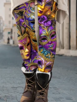 Clearance Women's Leggings Fashion Streetwear Ankle-Length High Waist Graphic Printing Thermal Warm Soft Breathable Micro-elastic Outdoor Daily Fall Winter Regular Fit Women Leggings
