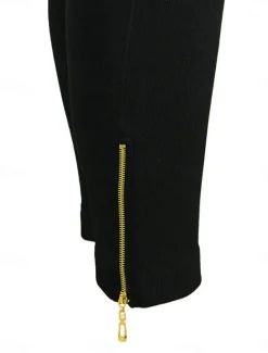 Best Women's Leggings Fashion Simple Full Length High Waist Solid Color Zipper Tummy Control Butt Lift Soft Micro-elastic Causal Daily Holiday diamond Zipper button Fall Winter Women Leggings