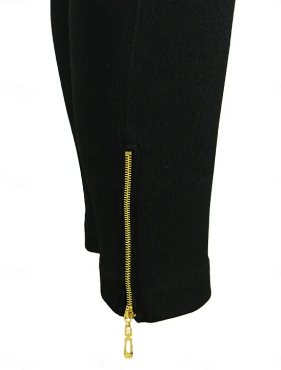 Best Women's Leggings Fashion Simple Full Length High Waist Solid Color Zipper Tummy Control Butt Lift Soft Micro-elastic Causal Daily Holiday diamond Zipper button Fall Winter Women Leggings