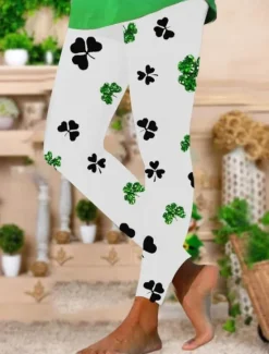 Clearance Women's Leggings Fashion Streetwear Ankle-Length High WaistPantsCarnival Graphic Printing Thermal Warm Soft Breathable Micro-elastic Outdoor Daily Black White Spring Fall Regular Fit Women Leggings