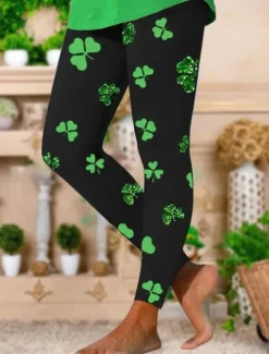 Clearance Women's Leggings Fashion Streetwear Ankle-Length High WaistPantsCarnival Graphic Printing Thermal Warm Soft Breathable Micro-elastic Outdoor Daily Black White Spring Fall Regular Fit Women Leggings