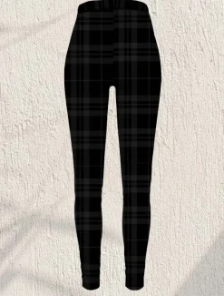 Best Women's Leggings Fashion Streetwear Ankle-Length High Waist Plaid Printing Thermal Warm Soft Breathable Micro-elastic Outdoor Daily Fall Winter Regular Fit Women Leggings