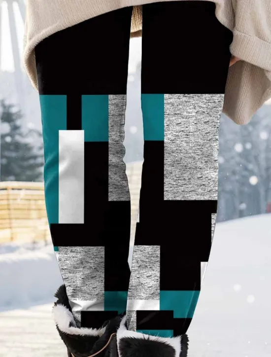 Discount Women's Leggings Fashion Streetwear Ankle-Length High Waist Plaid Printing Thermal Warm Soft Breathable Micro-elastic Outdoor Daily Fall Winter Regular Fit Women Leggings