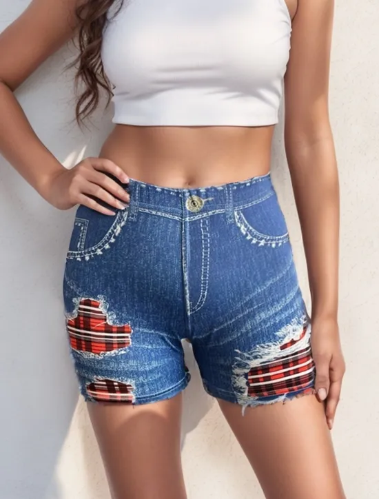 Hot Women's Leggings Shorts 3D Print Chinos Vacation Vintage Streetwear Short High Waist Plain Printing Comfy Soft Comfortable Stretchy Outdoor Vacation Street Navy Blue Royal Blue Blue Summer Slim Fit Women Leggings|Shorts