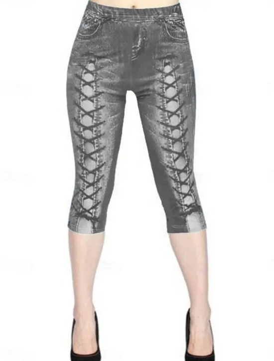 Sale Women's Leggings Shorts 3D Print Chinos Vacation Vintage Ethnic Style Calf-Length High Waist High Cut Comfort Breathable Quick Dry Stretchy Outdoor Street Daily Black Blue Purple Summer Slim Fit Women Shorts|Leggings