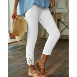 Hot Women's Leggings Solid Colored Black White Fashion Ankle-Length Casual Daily Women Leggings