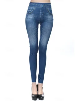 Hot Women's Leggings Trousers 3D Print Chinos Vacation Vintage Streetwear Full Length High Waist Plain Printing Comfy Soft Comfortable Stretchy Outdoor Street Black Blue Gray Summer Skinny Women Leggings