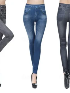 Hot Women's Leggings Trousers 3D Print Chinos Vacation Vintage Streetwear Full Length High Waist Plain Printing Comfy Soft Comfortable Stretchy Outdoor Street Black Blue Gray Summer Skinny Women Leggings
