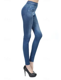 Hot Women's Leggings Trousers 3D Print Chinos Vacation Vintage Streetwear Full Length High Waist Plain Printing Comfy Soft Comfortable Stretchy Outdoor Street Black Blue Gray Summer Skinny Women Leggings