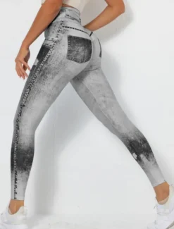 Outlet Women's Leggings Trousers 3D Print Chinos Vacation Vintage Streetwear Full Length High Waist Graphic Comfy Soft Comfortable Stretchy Outdoor Yoga Street Blue Light Grey Light Blue Gray Summer Skinny Women Leggings