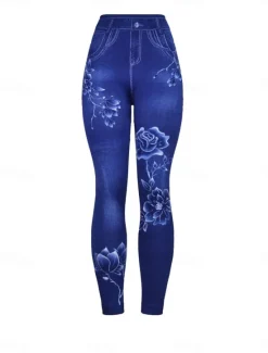 New Women's Leggings Trousers 3D Print Chinos Vacation Vintage Streetwear Full Length High Waist Floral Printing Comfy Soft Comfortable Stretchy Outdoor Street Summer Slim Fit Women Leggings