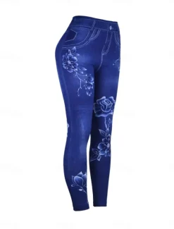 New Women's Leggings Trousers 3D Print Chinos Vacation Vintage Streetwear Full Length High Waist Floral Printing Comfy Soft Comfortable Stretchy Outdoor Street Summer Slim Fit Women Leggings