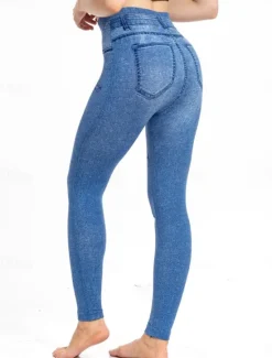 Clearance Women's Leggings Trousers 3D Print Chinos Vacation Streetwear Casual Full Length High Waist Butterfly Flower Printing Comfy Soft Comfortable Stretchy Outdoor Street Blue Dark Blue Summer Skinny Women Leggings