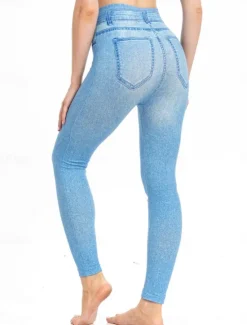 Clearance Women's Leggings Trousers 3D Print Chinos Vacation Streetwear Casual Full Length High Waist Butterfly Flower Printing Comfy Soft Comfortable Stretchy Outdoor Street Blue Dark Blue Summer Skinny Women Leggings
