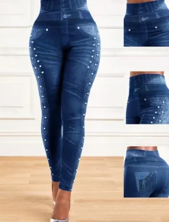 Outlet Women's Leggings Trousers 3D Print Chinos Vacation Streetwear Casual Full Length High Waist Graphic Printing Comfy Soft Comfortable Stretchy Outdoor Street Blue Gray Summer Slim Fit Women Leggings