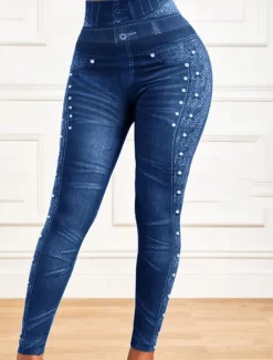Outlet Women's Leggings Trousers 3D Print Chinos Vacation Streetwear Casual Full Length High Waist Graphic Printing Comfy Soft Comfortable Stretchy Outdoor Street Blue Gray Summer Slim Fit Women Leggings