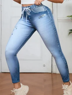 New Women's Leggings Trousers 3D Print Chinos Vintage Streetwear Casual Full Length High Waist Graphic Printing Ripped Comfy Soft Comfortable Stretchy Outdoor Street Summer Slim Fit Women Leggings