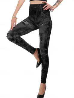 Outlet Women's Leggings Trousers 3D Print Vacation Vintage Ethnic Style Full Length High Waist Graphic High Cut Comfort Breathable Quick Dry Stretchy Outdoor Yoga Street Black Red Blue Fuchsia Summer Skinny Women Leggings