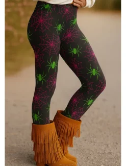 Outlet Women's Leggings Vacation Vintage Ethnic Style Ankle-Length High WaistPantsHalloween Graphic Animal 3D Print Quick Dry Breathability Soft Stretchy Outdoor Home Causal Black Red Green Fall Regular Fit Women Leggings|Women's Sweatpants & Joggers