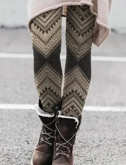 Outlet Women's Leggings Vacation Vintage Fashion Full Length High Waist Graphic Paisley Abstract Printing Thermal Warm Soft Breathable Stretchy Outdoor Vacation Street dark brown Dark Gray Red Summer Spring Women Leggings