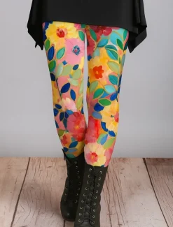 Online Women's Leggings Vacation Vintage Ethnic Style Ankle-Length High Waist Floral Graphic Abstract 3D Print Quick Dry Breathability Soft Stretchy Outdoor Home Causal Red Blue Green Spring Fall Slim Fit Women Women's Sweatpants & Joggers|Leggings