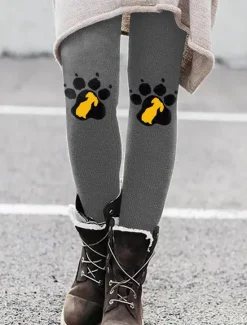 Outlet Women's Leggings Vacation Vintage Ethnic Style Ankle-Length High Waist Graphic Animal Cat 3D Print Quick Dry Breathability Soft Stretchy Outdoor Home Causal Black White Red Green Fall Winter Regular Women Women's Sweatpants & Joggers|Leggings