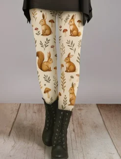 Discount Women's Leggings Vacation Vintage Ethnic Style Ankle-Length High Waist Graphic Animal 3D Print Quick Dry Breathability Soft High Elasticity Outdoor Home Causal Dark Brown Light Brown Brown Fall Slim Women Women's Sweatpants & Joggers|Leggings