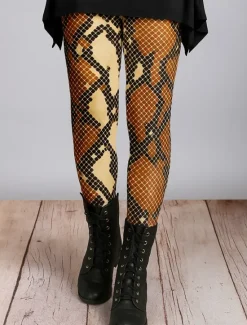Discount Women's Leggings Vacation Vintage Ethnic Style Ankle-Length High Waist Graphic Animal Leopard High Elasticity Home Causal Casual Yellow Brown Khaki Fall Spring, Fall, Winter, Summer Women Leggings