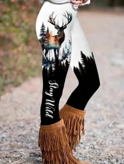 Discount Women's Leggings Vacation Vintage Fashion Ankle-Length High Waist Graphic Stripe Printing Soft Breathable Stretchy Vacation Casual Daily Grey Black Brown Spring Regular Fit Women Leggings