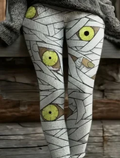 Outlet Women's Leggings Vacation Vintage Fashion Full Length High WaistPantsHalloween Graphic Skull Printing Soft Breathable Stretchy Outdoor Vacation Street Dark-Gray Light Brown Orange Light Grey Summer Women Leggings