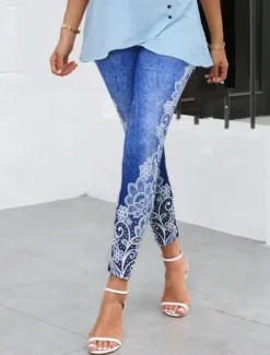 New Women's Leggings Vacation Vintage Fashion Ankle-Length High Waist Floral Graphic Printing Soft Breathable Stretchy Vacation Casual Daily Spring Slim Fit Women Leggings
