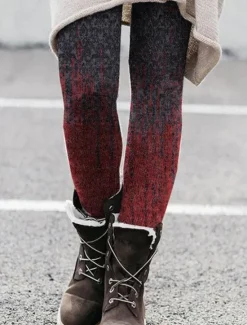 Women's Leggings Vacation Vintage Fashion Full Length High Waist Graphic Abstract Printing Thermal Warm Soft Breathable Stretchy Outdoor Vacation Street Wine Black Blue Orange Spring Fall Slim Fit Women Leggings